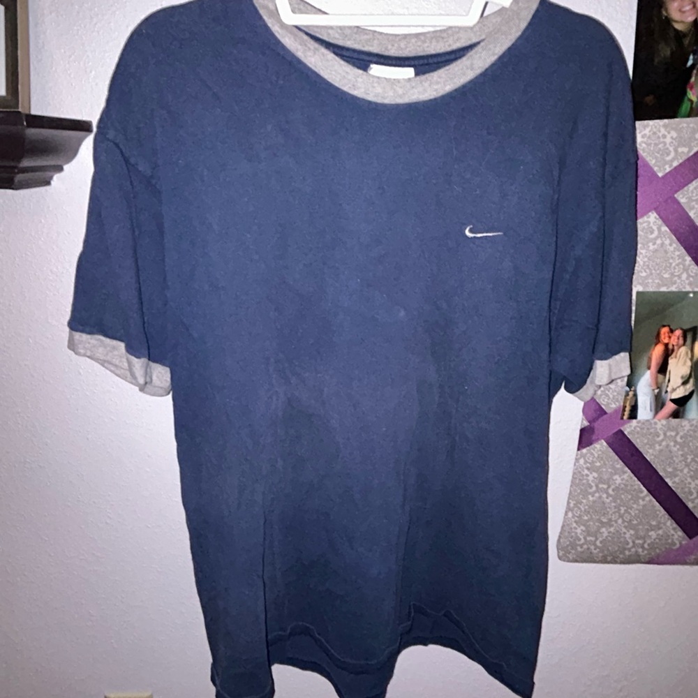 Vintage Nike Blue and Gray Short Sleeve Tee